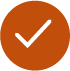 white check mark in orange circle
